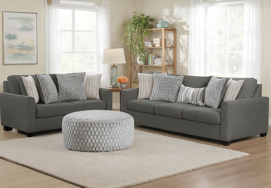 Behold Irving Charcoal Sofa and Loveseat