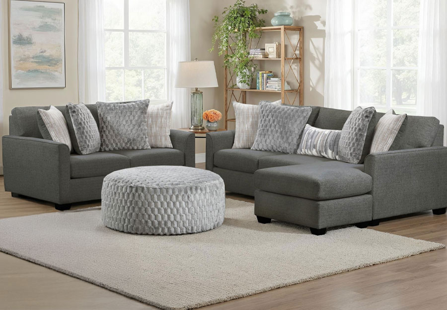 Behold Irving Charcoal Chaise Sofa and Loveseat
