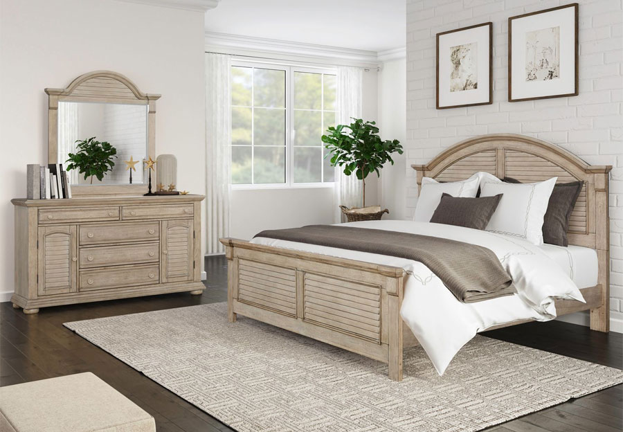 Liberty Furniture Summer House Natural King Bed, Dresser, and Mirror