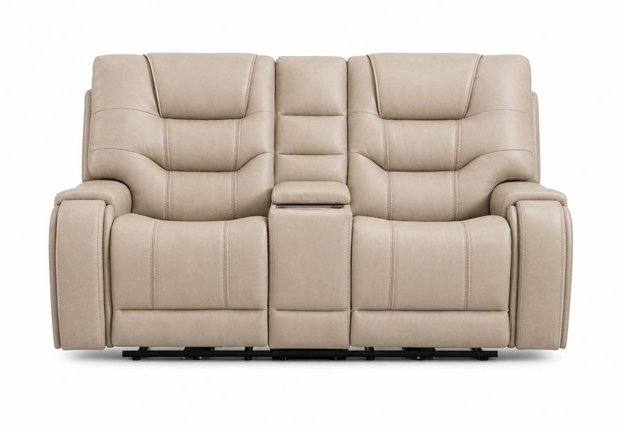 Lifestyles Cayman Beach Leather Match Dual Power Reclining Console Loveseat