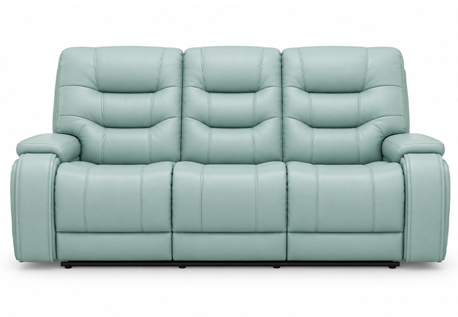 Lifestyles Cayman Aqua Leather Match Dual Power Reclining Sofa