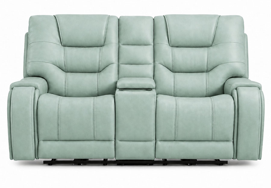 Lifestyles Cayman Aqua Leather Match Manual Reclining Console Loveseat