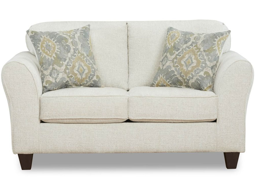 Affordable Giggles Parchment Loveseat With Accent Pillows