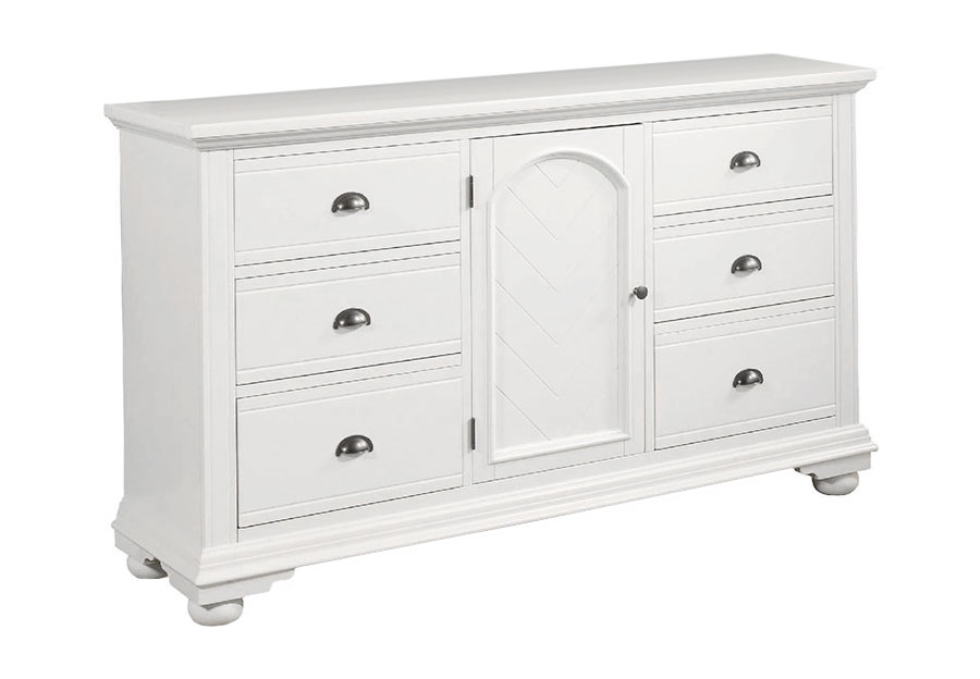 Elements Brook White Triple Door Dresser