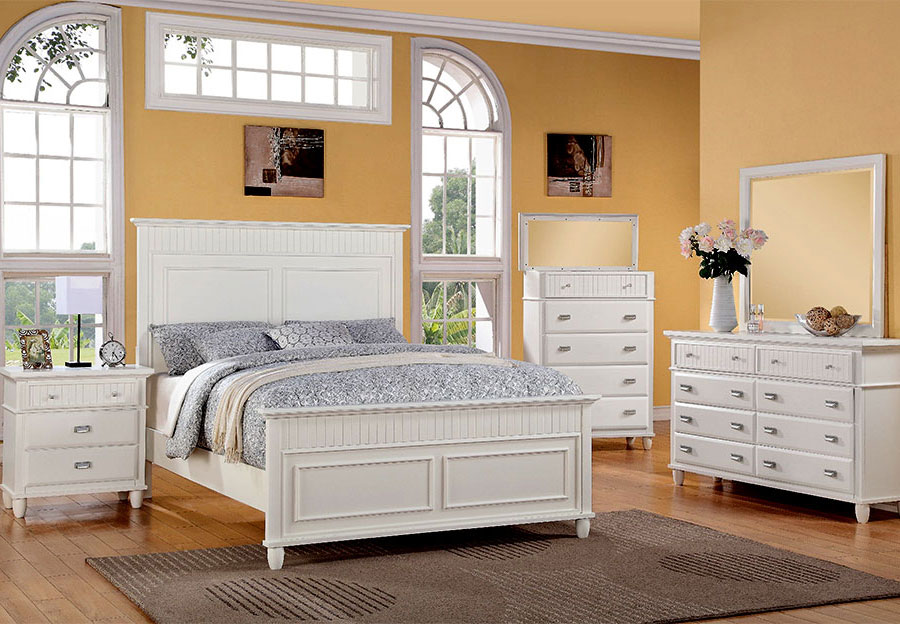 Elements Spencer White Twin Bed, Dresser, and Mirror