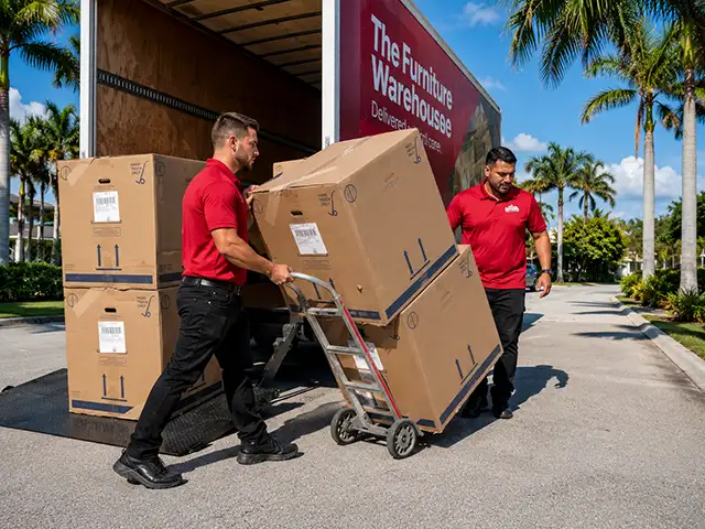 Furniture transfer drivers in action